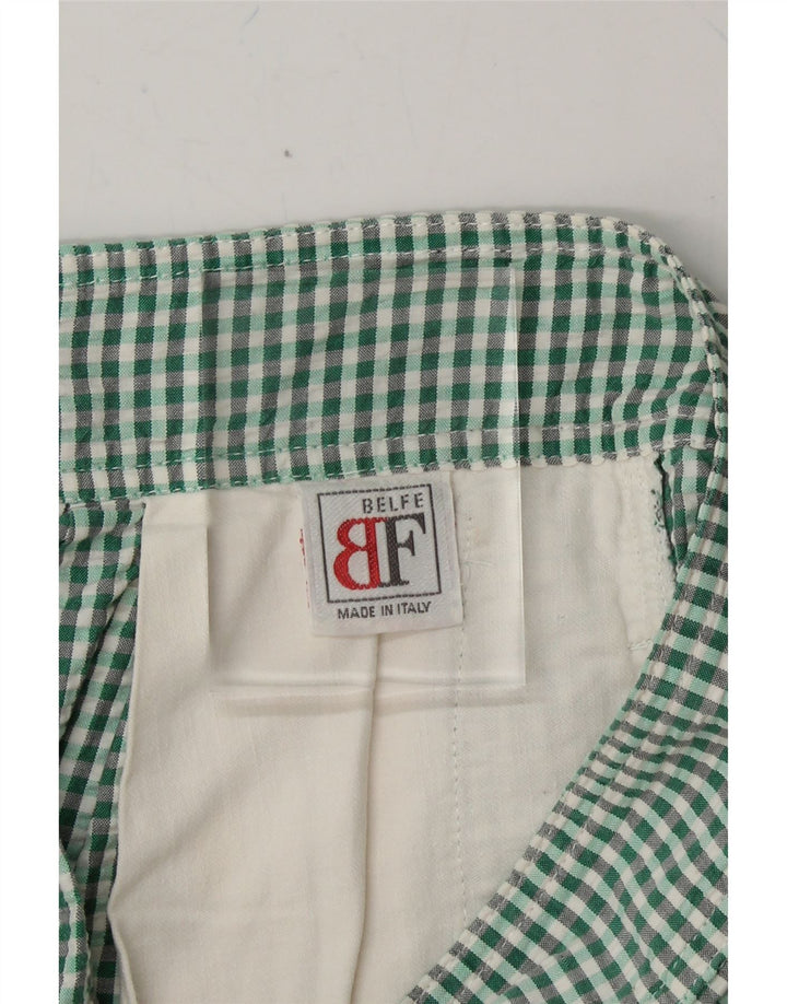 BELFE & BELFE Womens Pegged Casual Shorts UK 14 Medium W28 Green Gingham Vintage Belfe & Belfe and Second-Hand Belfe & Belfe from Messina Hembry 