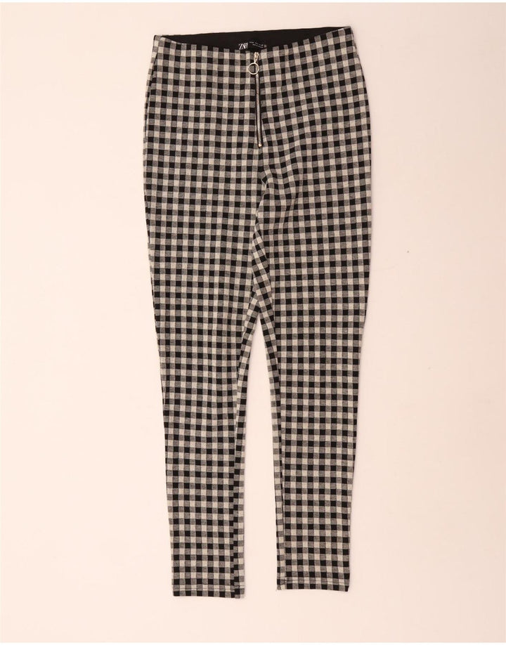 Pantaloni casual skinny da donna Zara medi W28 L29 poliestere a quadretti neri