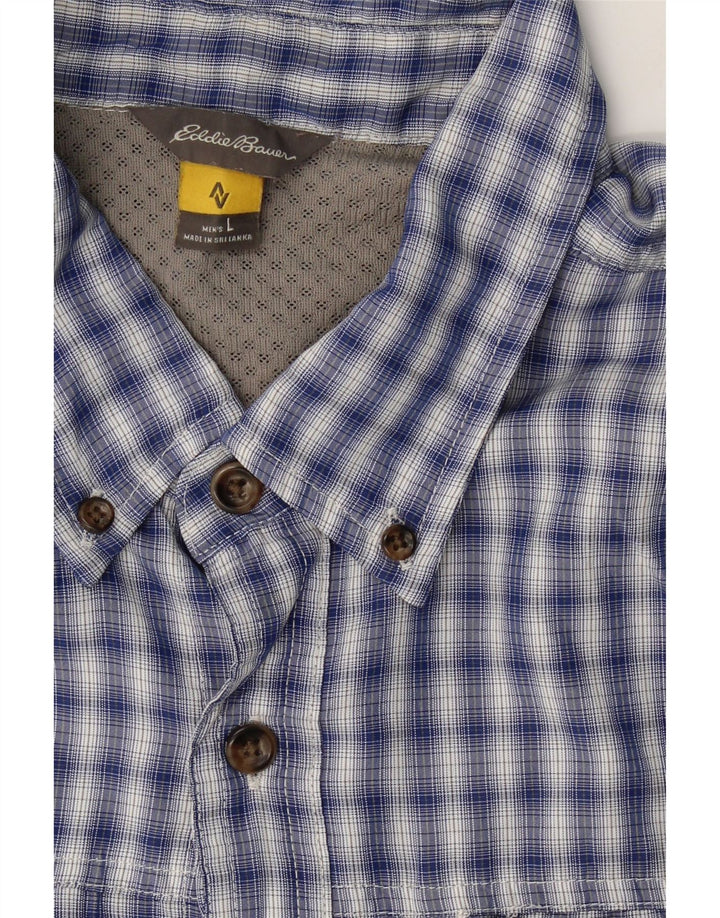EDDIE BAUER Mens Shirt Large Blue Check Nylon Vintage Eddie Bauer and Second-Hand Eddie Bauer from Messina Hembry 