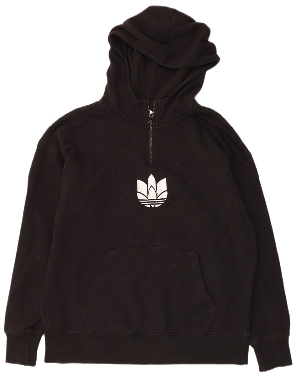 Felpa con cappuccio e collo con zip grafica oversize da donna Adidas UK 4 XS cotone nero