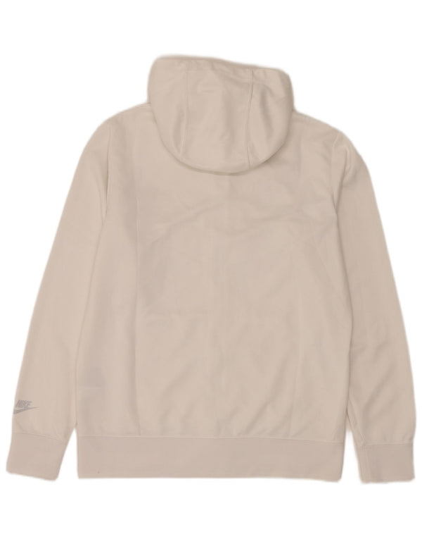 Felpa con cappuccio e zip grafica Nike da uomo in poliestere color block bianco medio