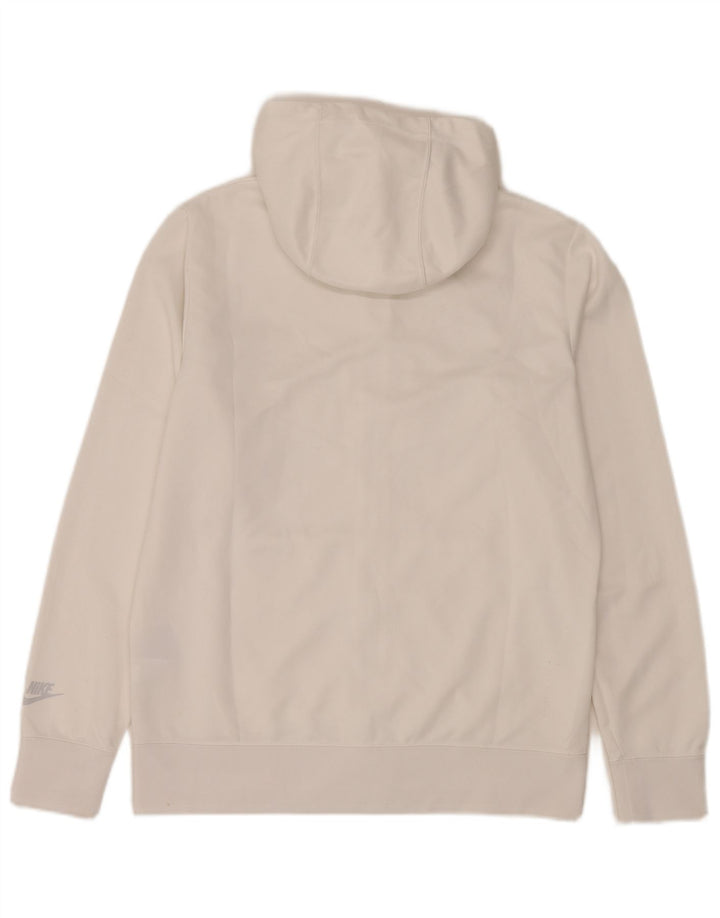 Felpa con cappuccio e zip grafica Nike da uomo in poliestere color block bianco medio