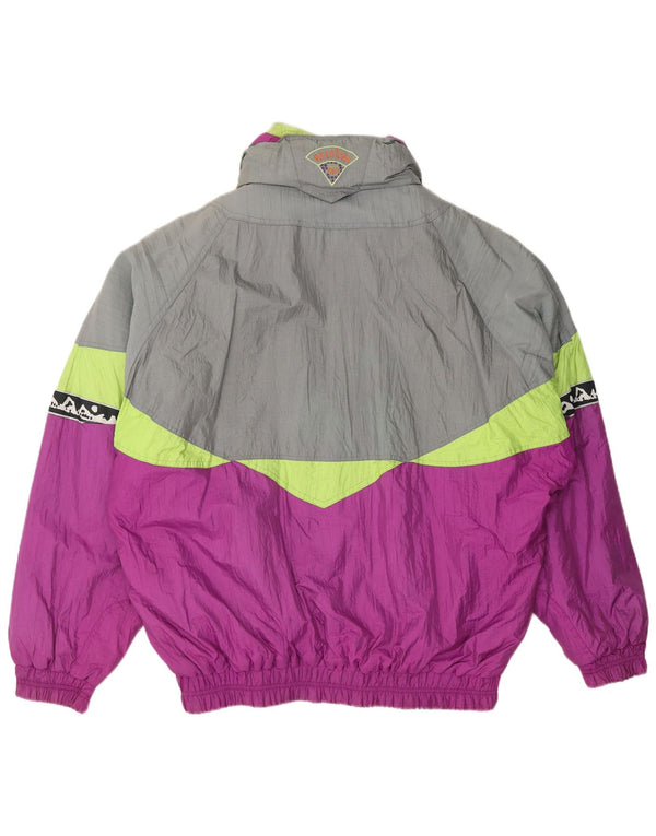 Giacca a vento vintage da uomo vestibilità ampia UK 40 grande blocco di colore viola