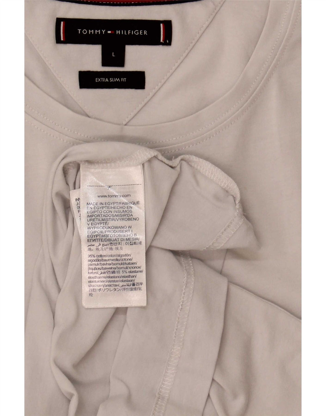 T-shirt extra slim da uomo Tommy Hilfiger Top grande in cotone bianco