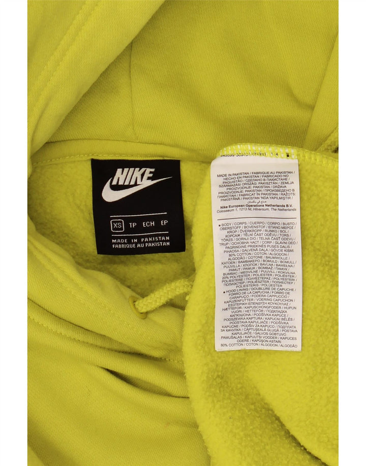 NIKE Felpa con cappuccio oversize da donna UK 6 XS Cotone giallo
