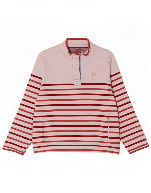 Crew Clothing Felpa da donna con bottoni e collo maglione UK 16 Large Pink Striped