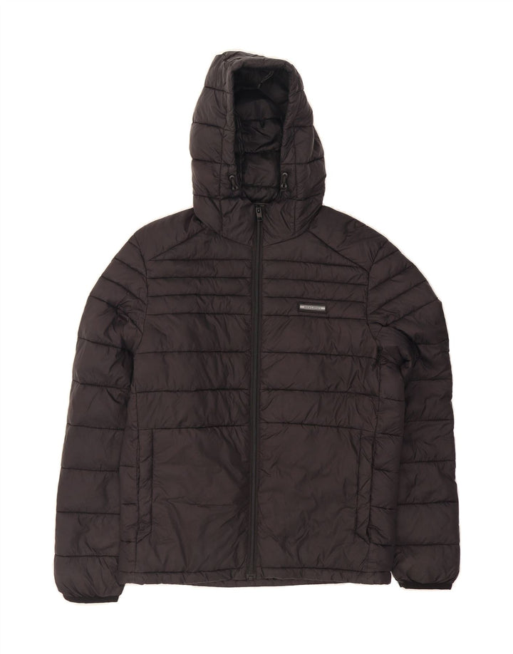 JACK & JONES Mens Hooded Padded Jacket UK 36 Small Black Polyester Vintage Jack & Jones and Second-Hand Jack & Jones from Messina Hembry 