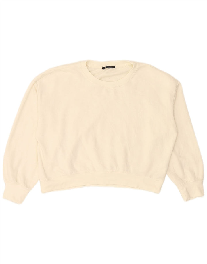 ZARA Womens Oversized Sweatshirt Jumper UK 16 Large White Polyester