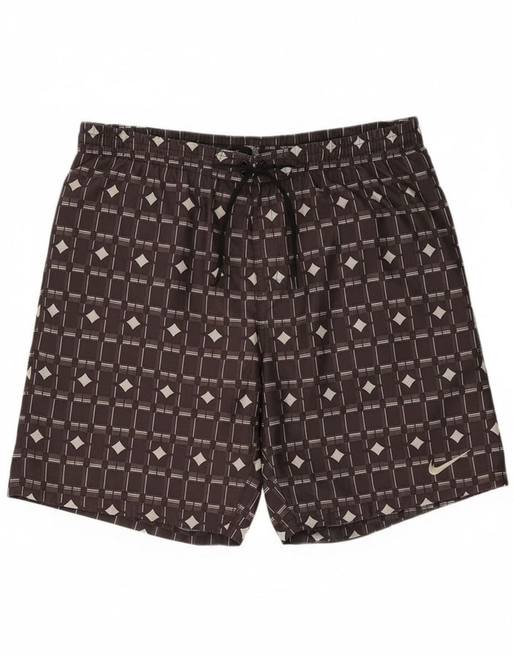 Pantaloncini da bagno da uomo Nike Large in poliestere geometrico marrone