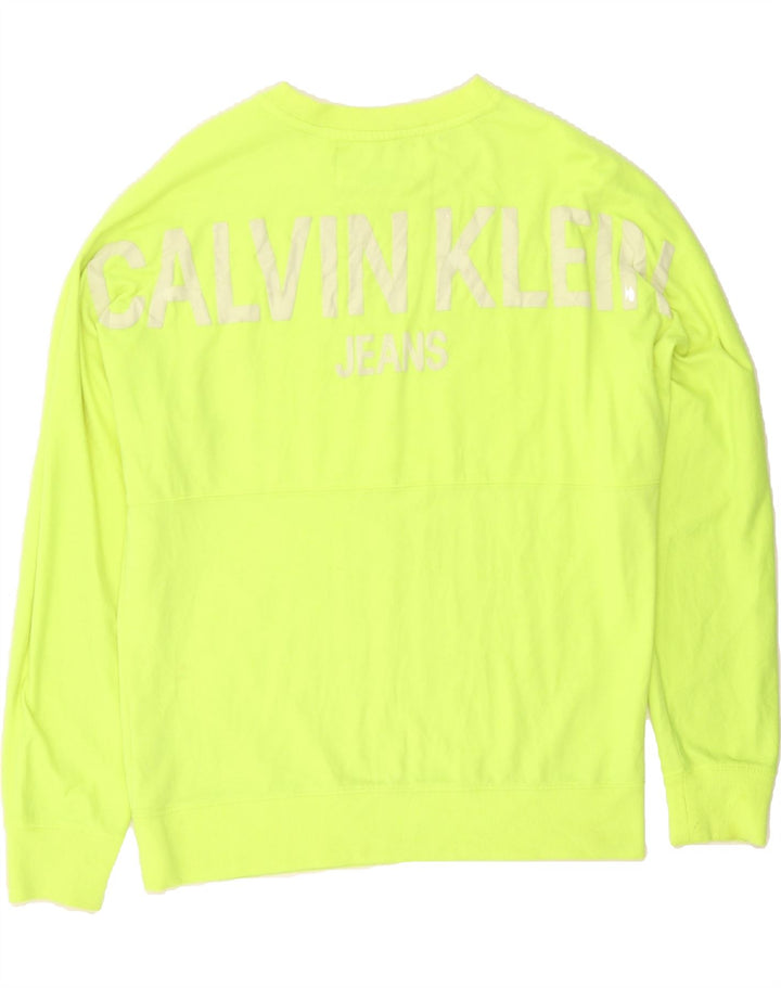 CALVIN KLEIN JEANS Mens Graphic Sweatshirt Jumper Large Green Polyester Vintage Calvin Klein Jeans and Second-Hand Calvin Klein Jeans from Messina Hembry 
