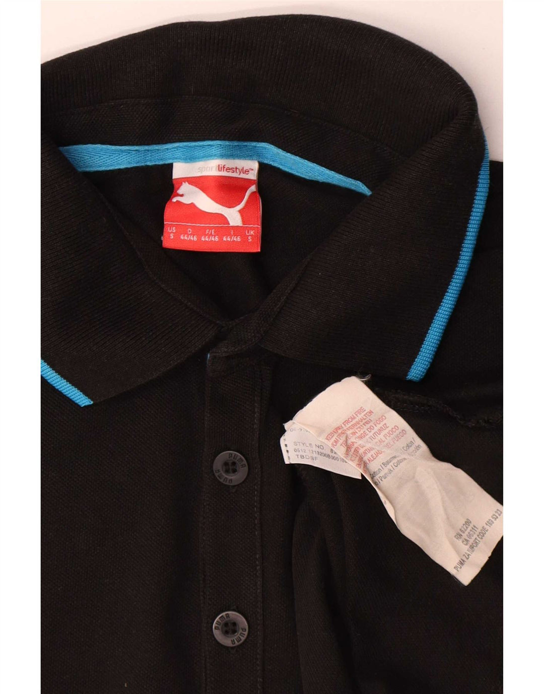Polo Puma da uomo piccola in cotone nero