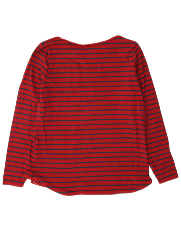 Fat Face Top da donna a maniche lunghe UK 14 Grande cotone gessato rosso