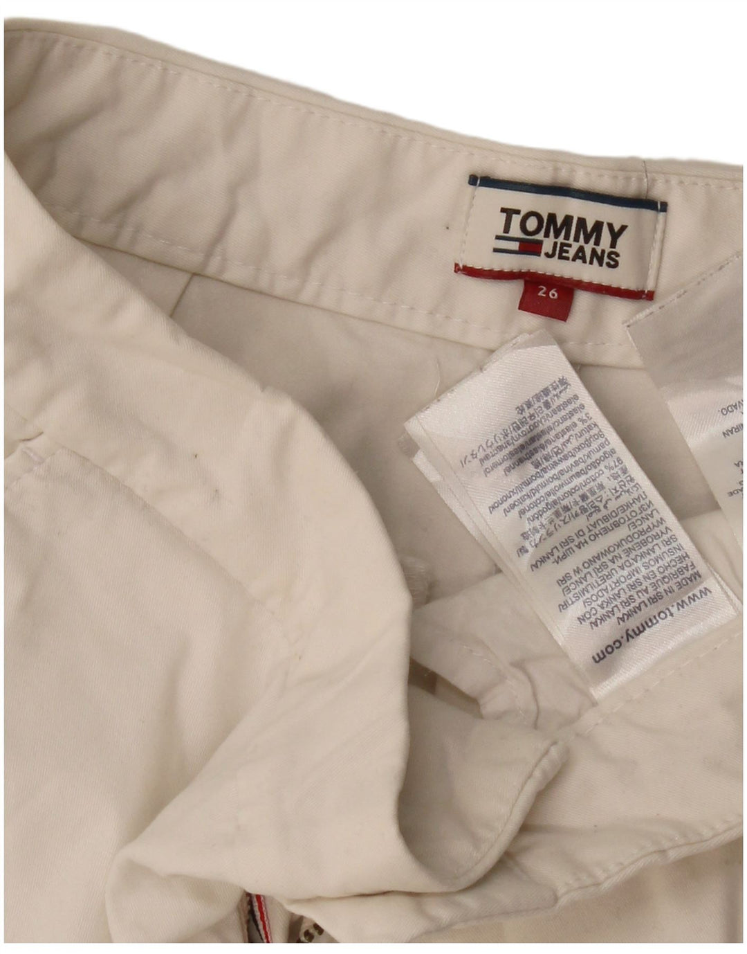 TOMMY HILFIGER Pantaloncini chino da donna W26 piccoli in cotone bianco sporco