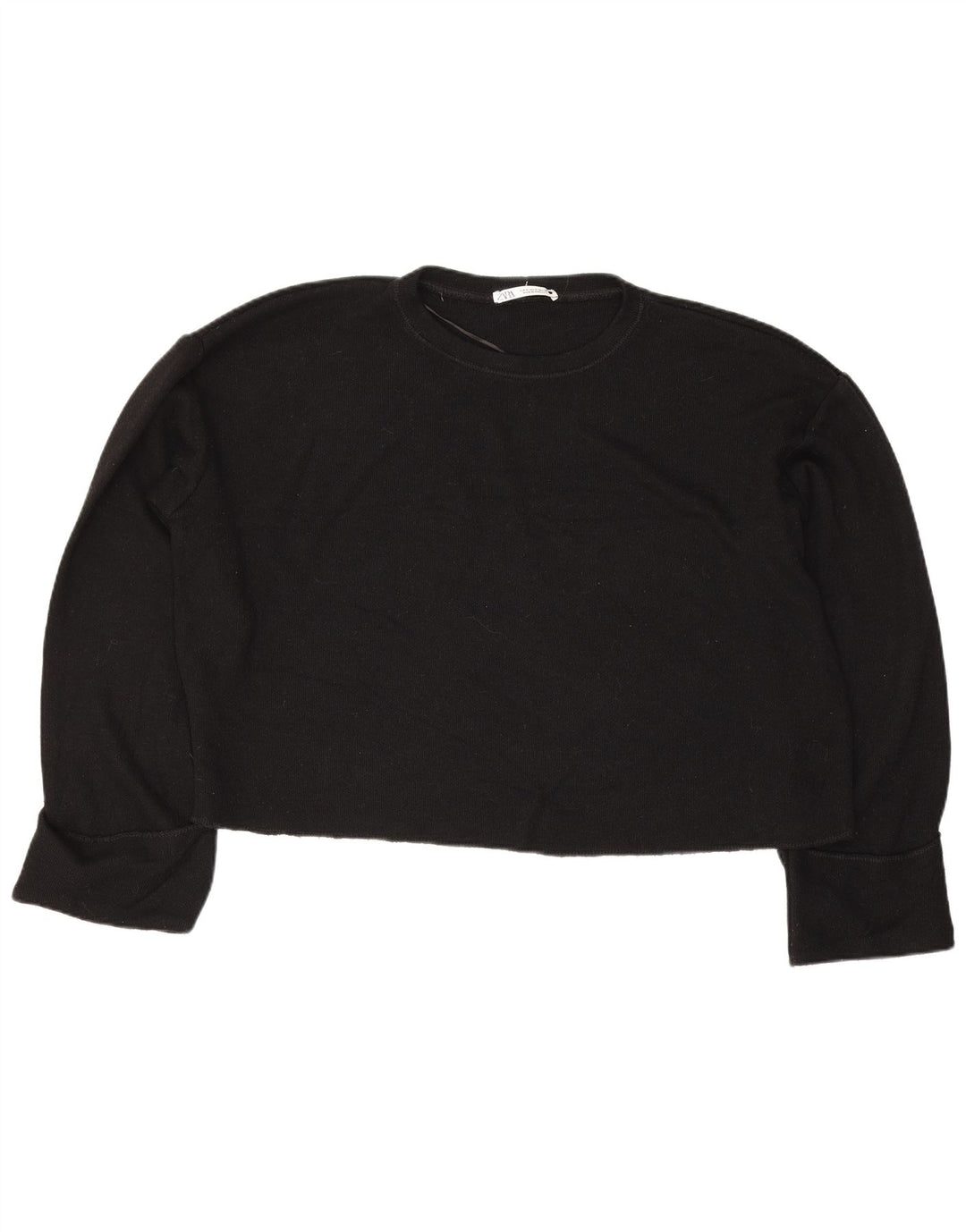 Top corto oversize da donna Zara a maniche lunghe UK 14 viscosa nera media
