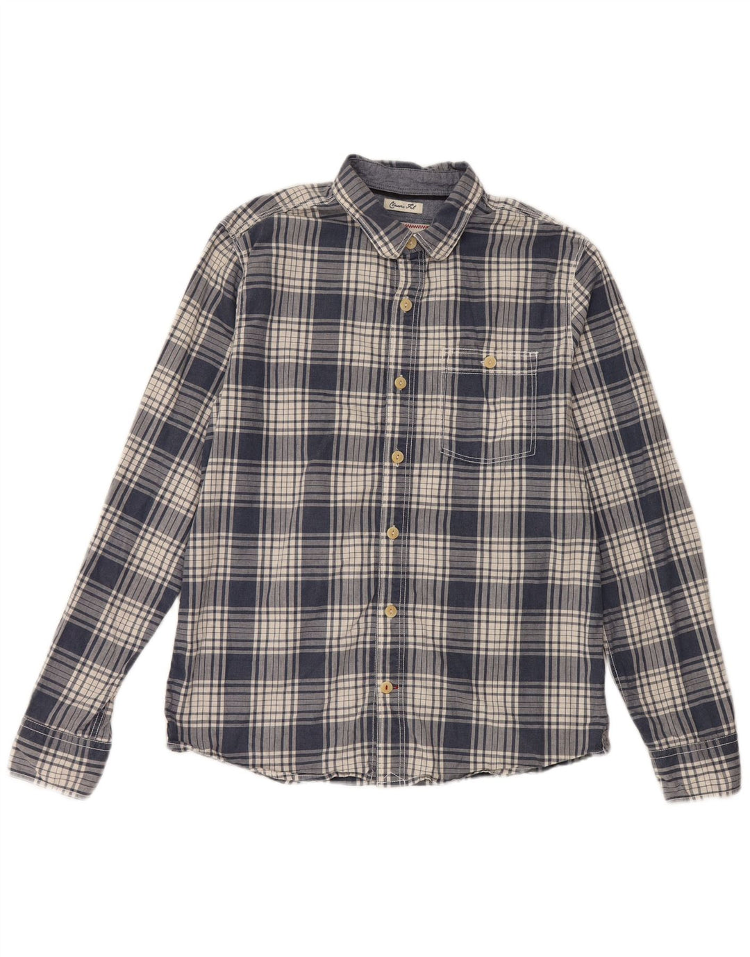 Camicia da uomo dal taglio classico Fat Face, cotone medio a quadri blu navy