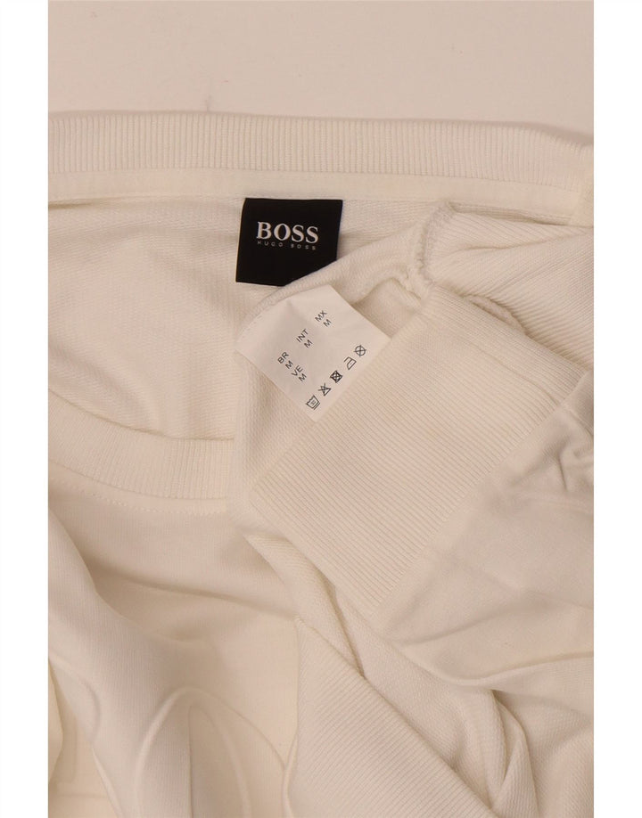 Felpa grafica da uomo Hugo Boss, maglione, cotone bianco medio