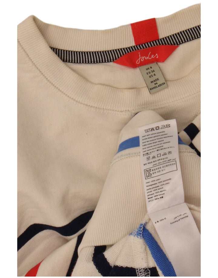 Joules Felpa oversize da donna Maglione UK 8 Piccolo cotone a righe bianche