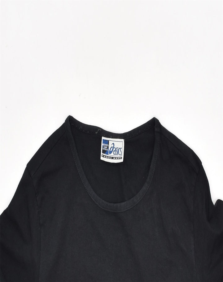 ASICS Womens T-Shirt Top UK 14 Large Black Cotton | Vintage | Thrift | Second-Hand | Used Clothing | Messina Hembry 