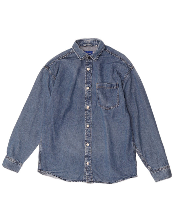 Camicia di jeans da uomo Jack & Jones grande in cotone blu