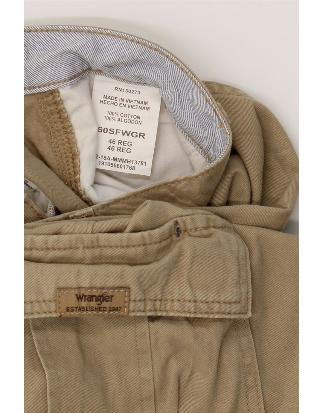 WRANGLER Mens Cargo Shorts W46 3XL Beige Cotton Vintage Wrangler and Second-Hand Wrangler from Messina Hembry 