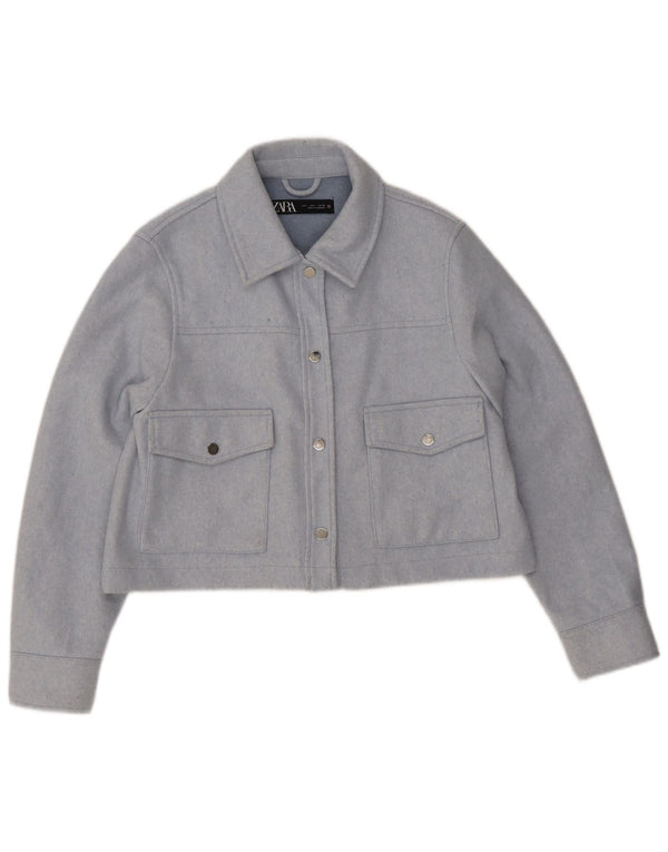 Giubbotto bomber corto da donna Zara UK 16 grande poliestere blu
