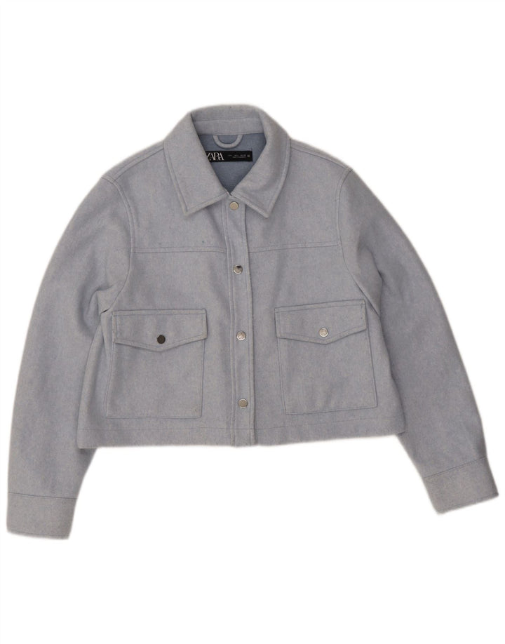 Giubbotto bomber corto da donna Zara UK 16 grande poliestere blu