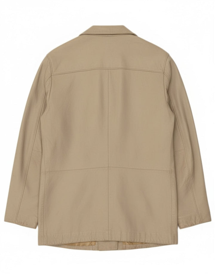 Giacca blazer in pelle da donna a 2 bottoni Marcos IT 44 Pelle beige media