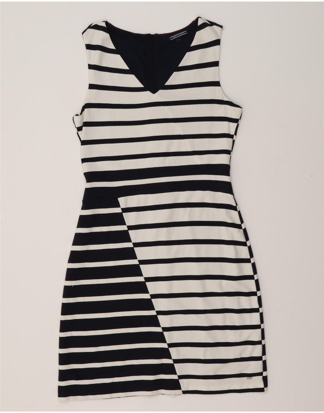 TOMMY HILFIGER Abito tubino senza maniche da donna UK 14 Grandi righe bianche