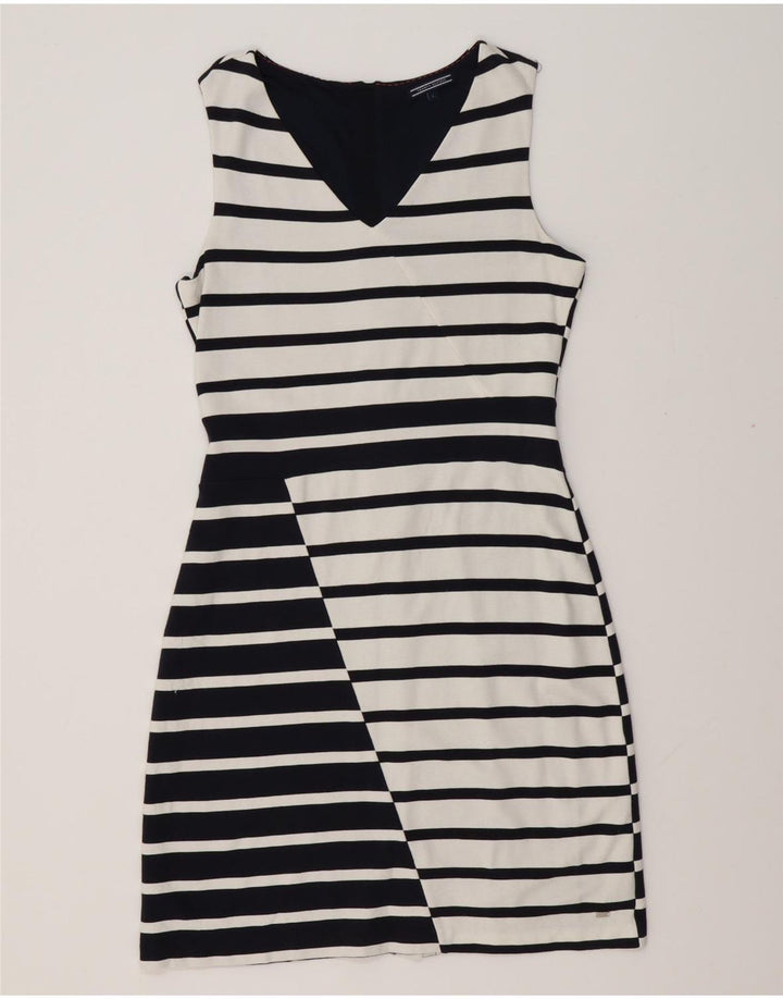 TOMMY HILFIGER Abito tubino senza maniche da donna UK 14 Grandi righe bianche