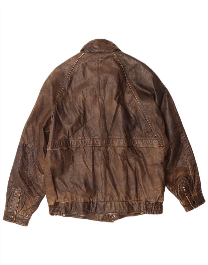 Giacca in pelle da uomo Harajuku Mother UK 40 grande in pelle marrone