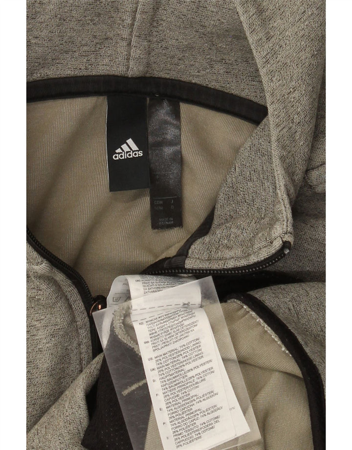 Maglione con cappuccio e zip Adidas da uomo in cotone grigio medio