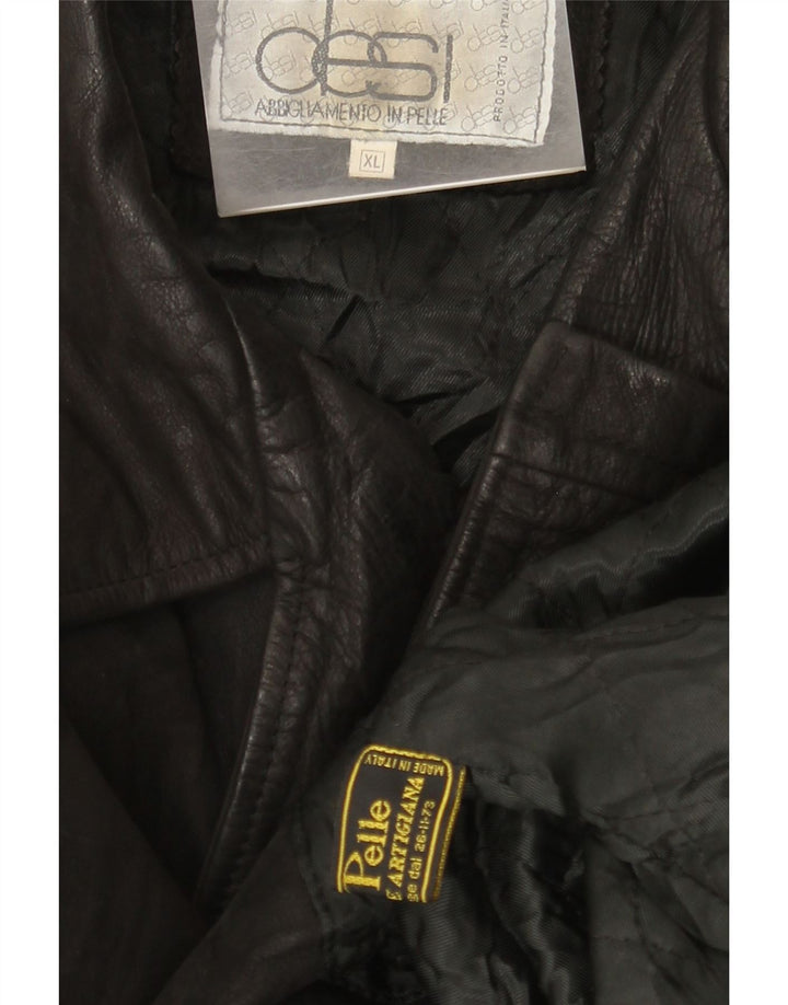 Desi Giacca in pelle doppiopetto da uomo UK 42 XL Pelle nera