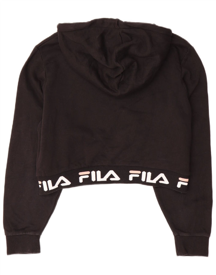 Maglione con cappuccio grafico per ragazze FILA 13-14 anni, grande in cotone nero