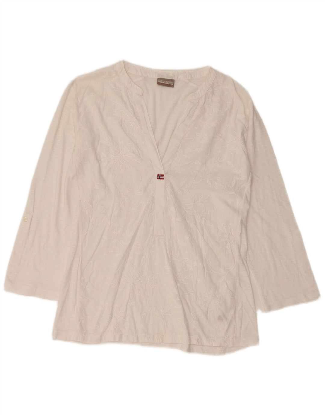 NAPAPIJRI Camicetta da donna con maniche a 3/4 Top UK 10 Piccolo bianco floreale