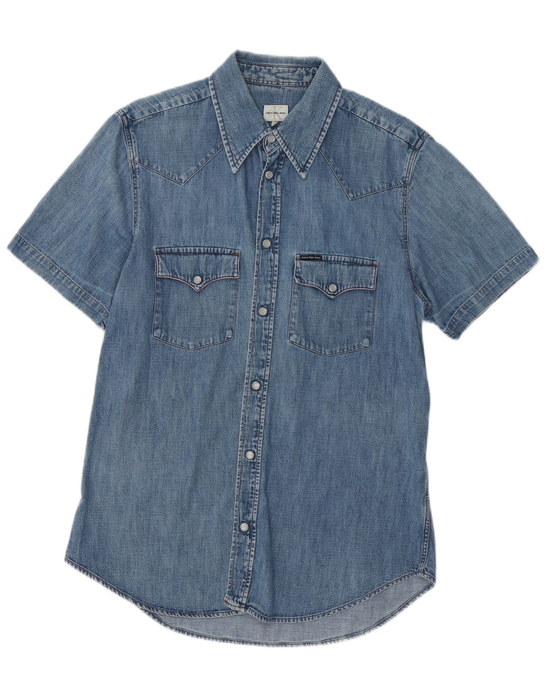 Camicia in denim a maniche corte da donna Calvin Klein Jeans UK 18 XL cotone blu