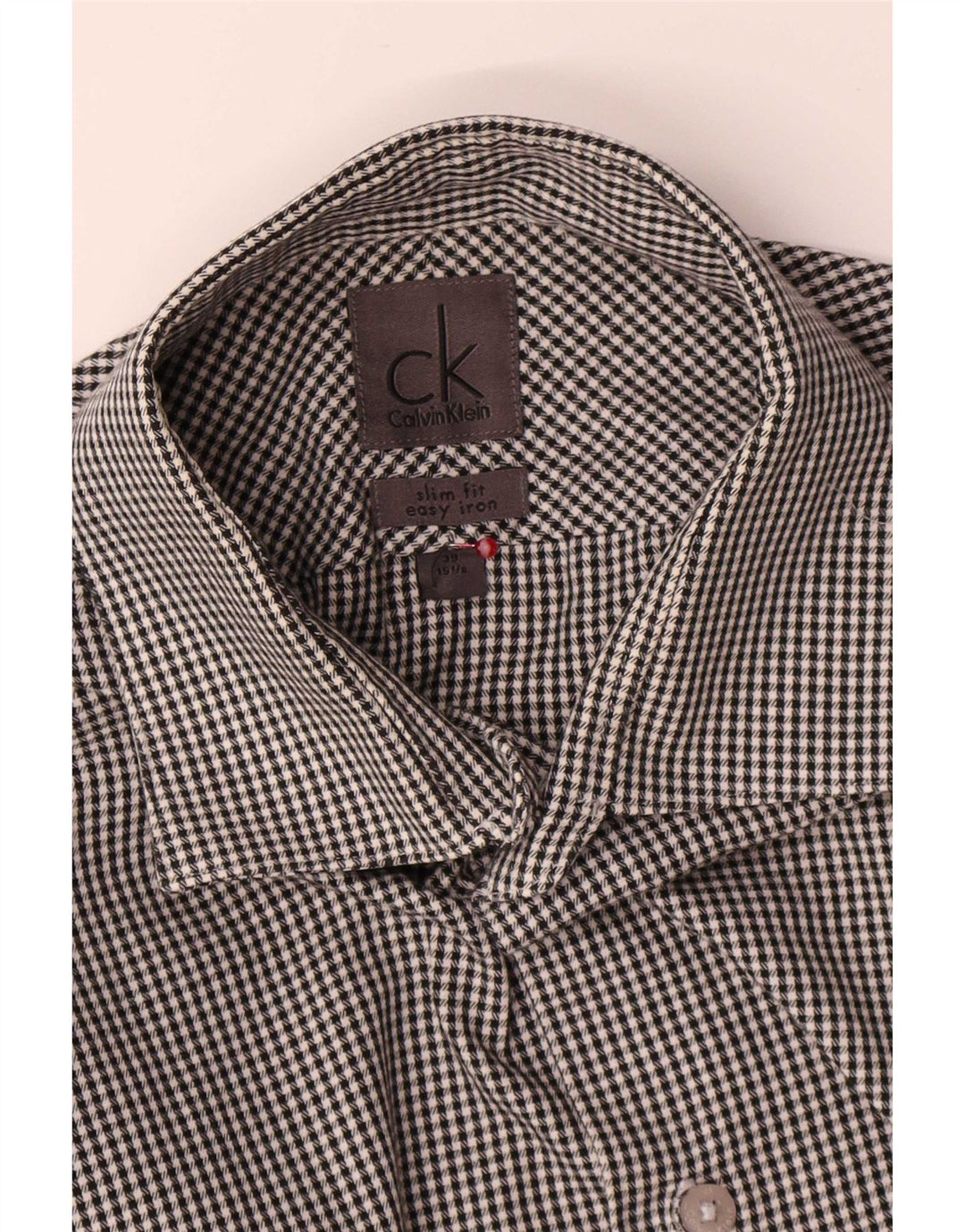 Camicia slim fit da uomo Calvin Klein taglia 39 15 1/2 pied de poule grigio medio