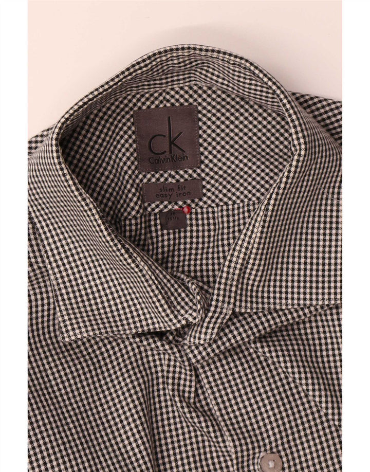 Camicia slim fit da uomo Calvin Klein taglia 39 15 1/2 pied de poule grigio medio