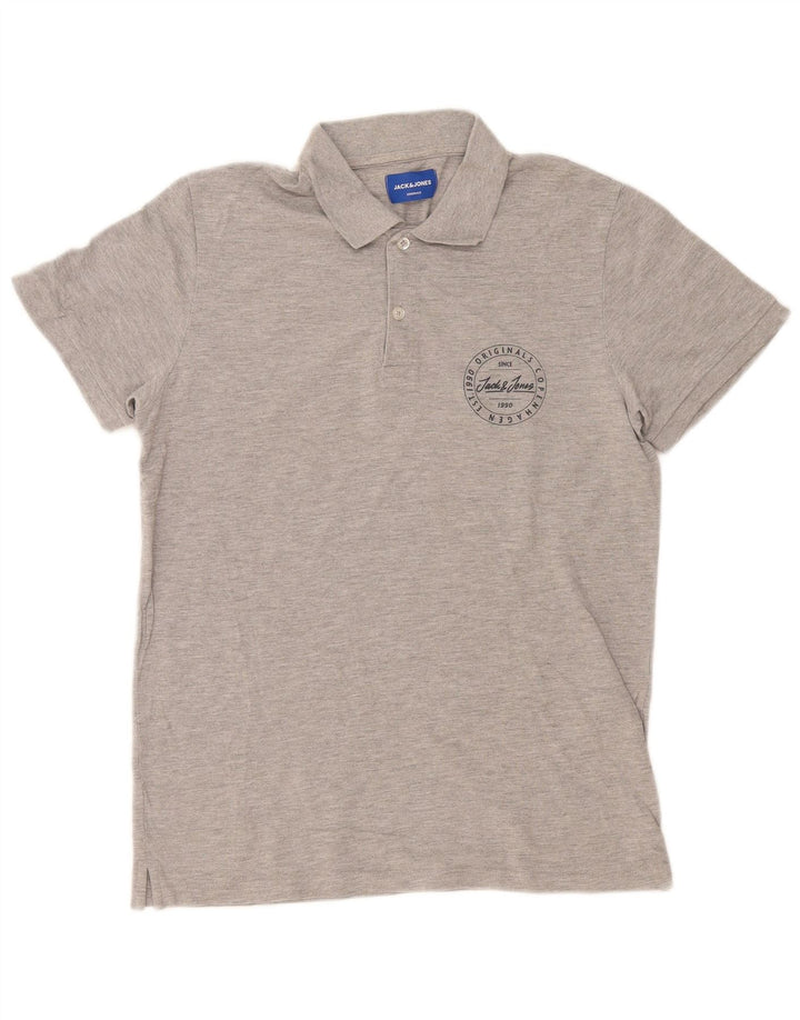 Polo da uomo vestibilità regolare Jack & Jones in cotone grigio medio