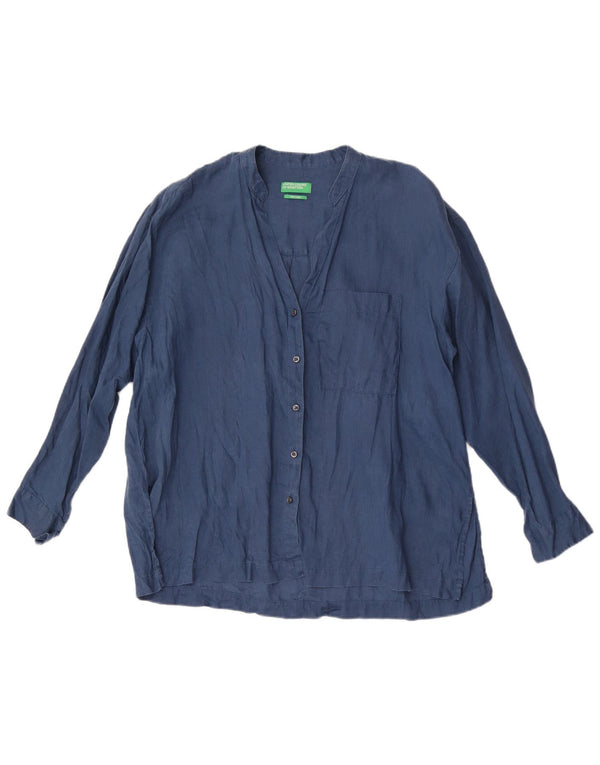 Camicetta da donna Benetton UK 18 XL Lino blu navy
