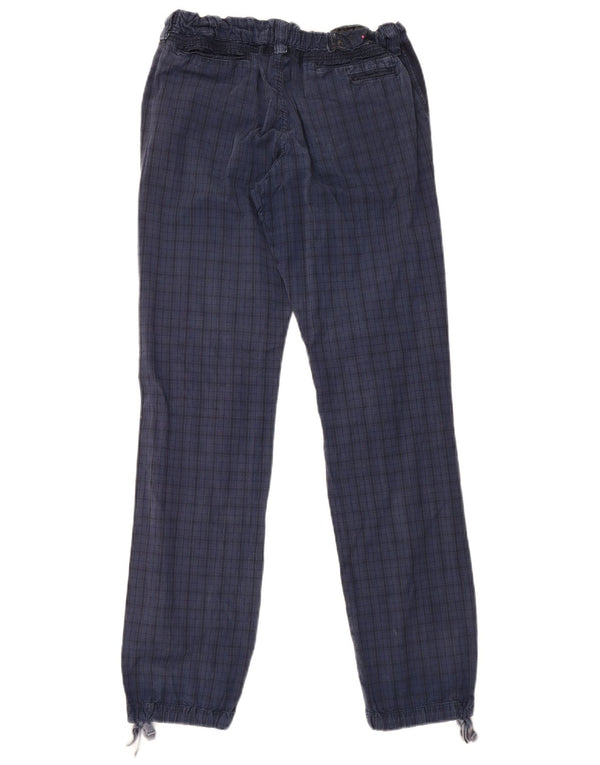 Pantaloni casual da jogging da donna Think Pink XS W25 L32 blu navy a quadri