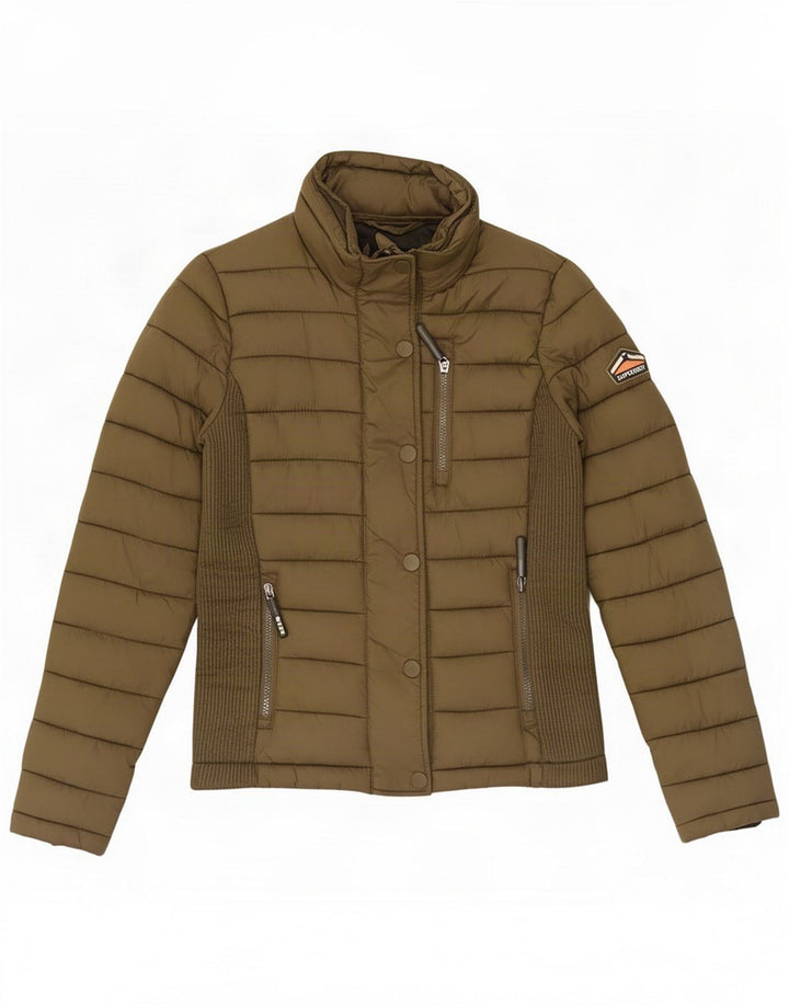 Giacca imbottita da donna Superdry UK 10 Small Khaki Nylon