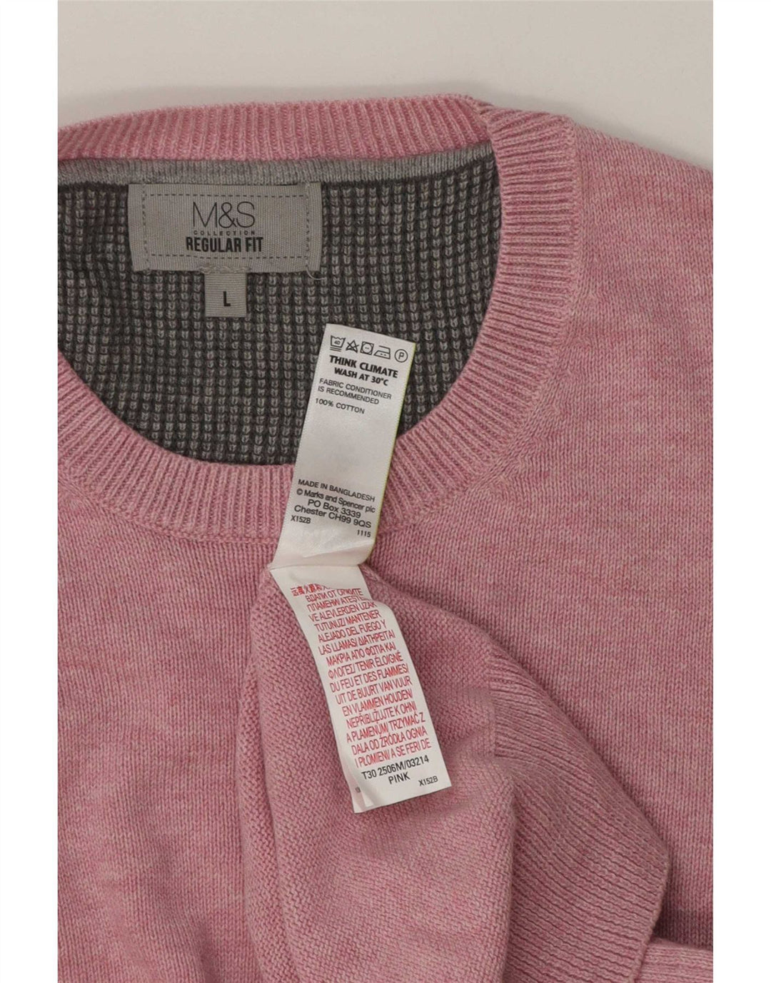 Maglione girocollo da uomo Marks & Spencer vestibilità regolare grande cotone rosa
