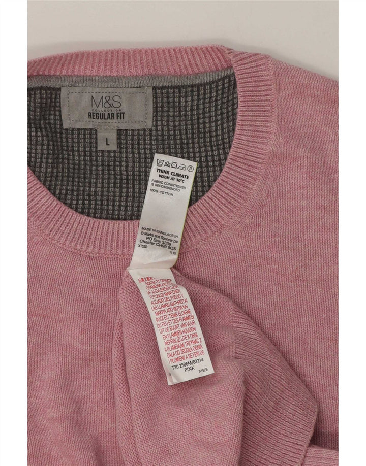 Maglione girocollo da uomo Marks & Spencer vestibilità regolare grande cotone rosa