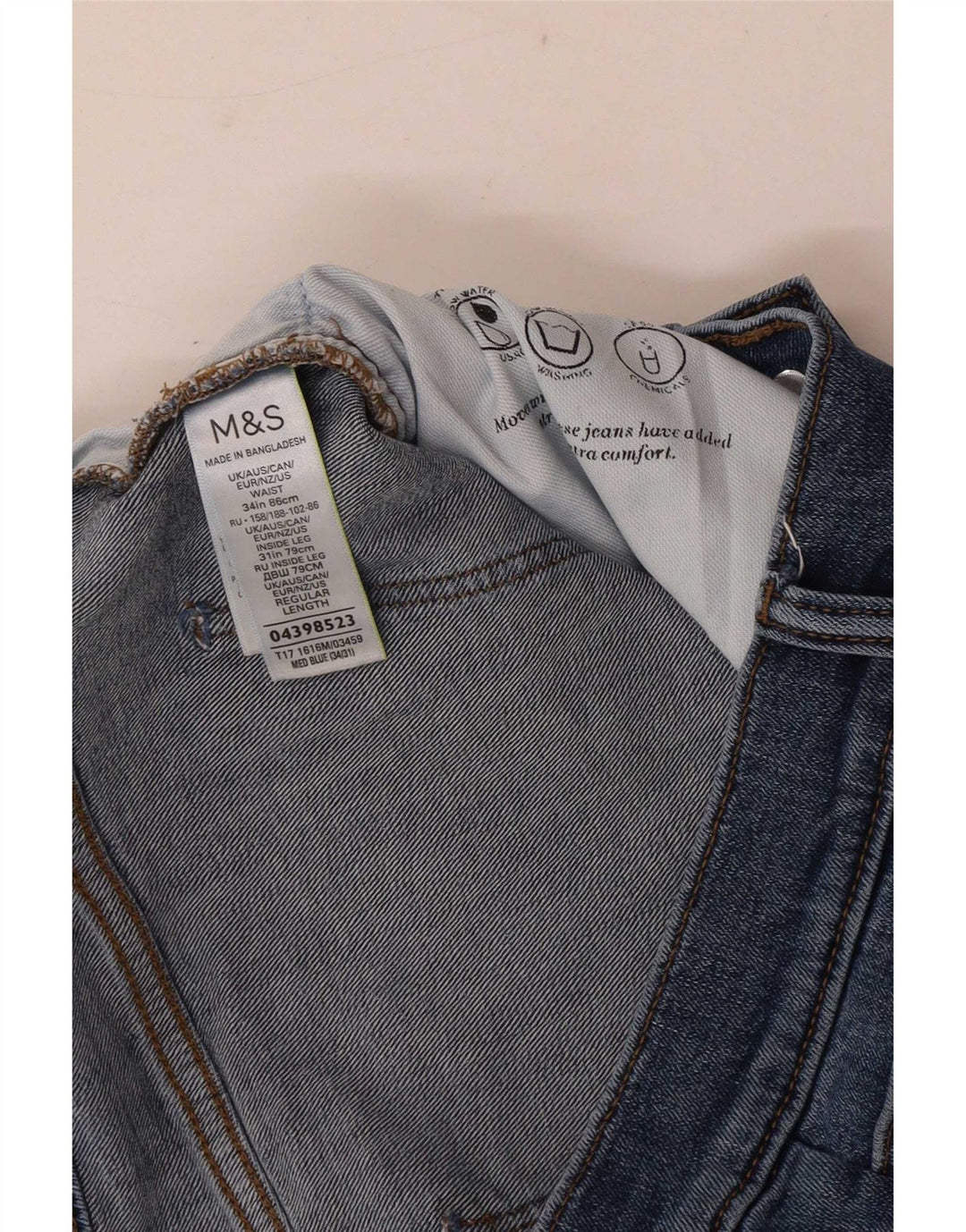 Jeans dritti da uomo Marks & Spencer W34 L31 cotone blu