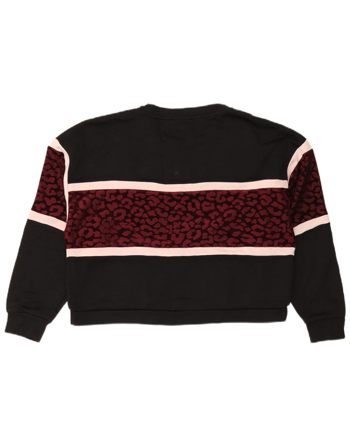 Guess Felpa oversize da donna Maglione UK 14 Medium Nero Stampa animalier