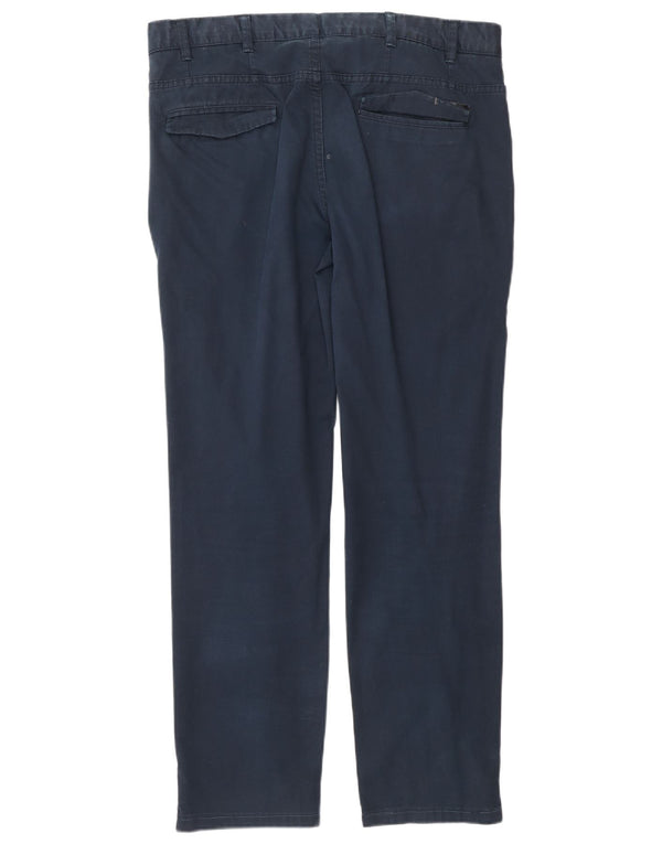 Zara Mens Straight Chino Trousers EU 44 Large W34 L32 Navy Blue Cotton