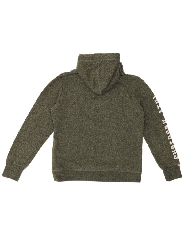 Felpa con cappuccio grafica da donna Superdry UK 14 grande cotone chiazzato verde