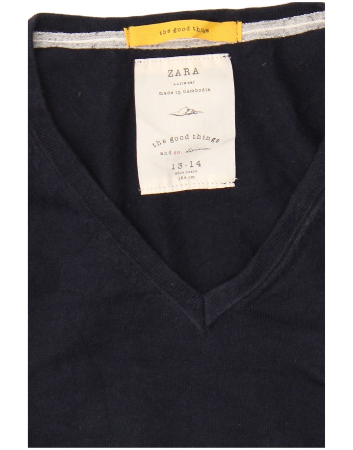 Maglione Zara da bambino con scollo a V 13-14 anni Blu navy