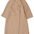 Cappotto doppiopetto vintage da donna con maniche a 3/4 UK 14 a quadri beige medio