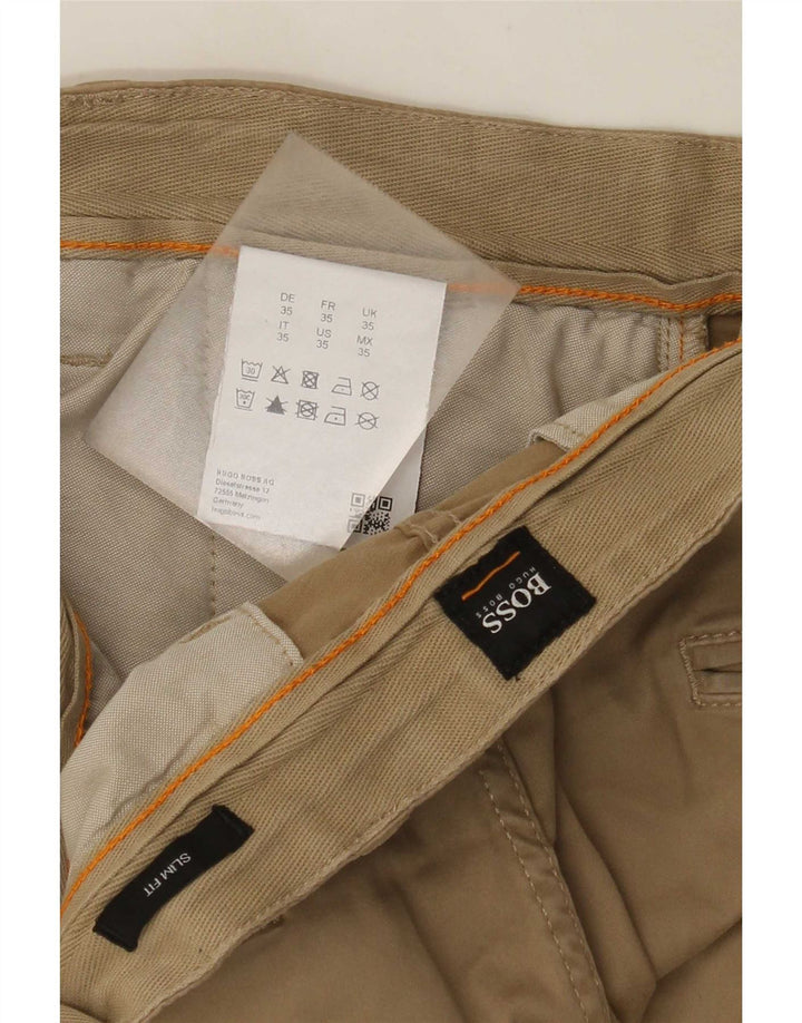 Pantaloncini chino da uomo Hugo Boss W35 grandi in cotone beige
